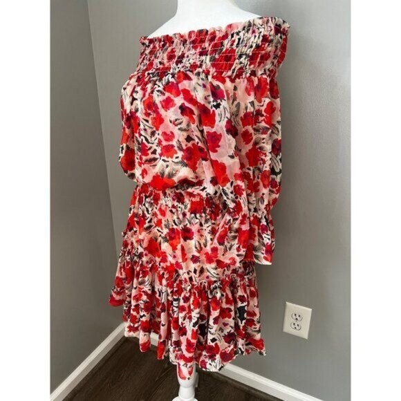 Misa Los Angeles Womens Darla Off-Shoulder Floral Mini Dress Viscose Size Large - Picture 8 of 16
